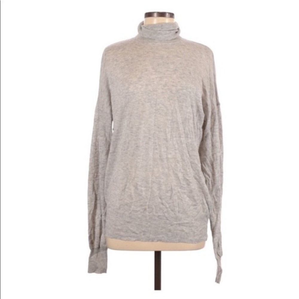 Zara Knit M grey turtleneck wool blend long sleeve classic sweater‎